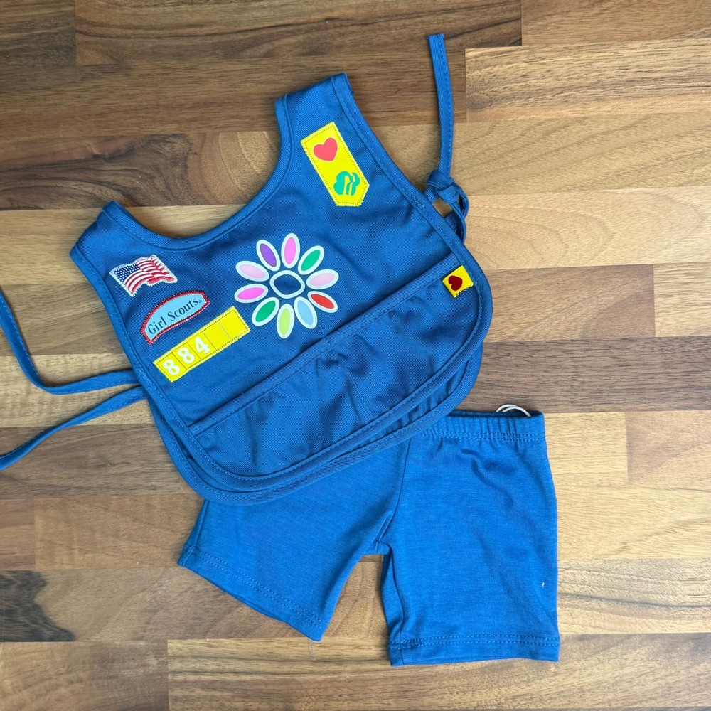 Build-A-Bear Girl Scouts Daisy Uniform Blue Smock Tunic and Shorts Set 2pc